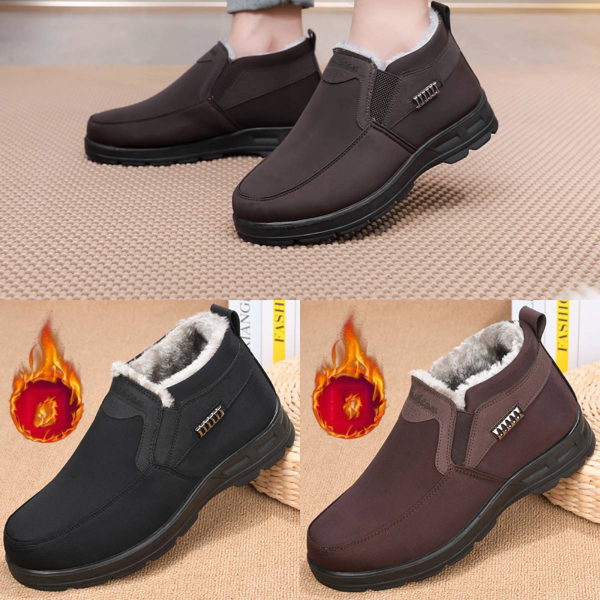 🔥👢👍【39-47】Botas de invierno acolchadas y gruesas, impermeables y cálidas.