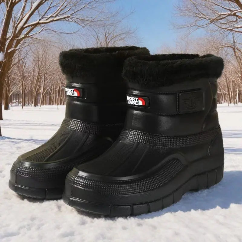 【Nowy produkt】Wyściełane polarem, ciepłe, wodoodporne buty męskie do użytku na zewnątrz, wytrzymałe, buty wodne i śniegowce za kostkę lub za kostkę.