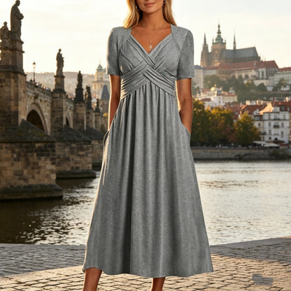 【Płatność przy odbiorze】Czysta bawełna, wygodna, nowoczesna, swobodna sukienka midi -[S-5XL]