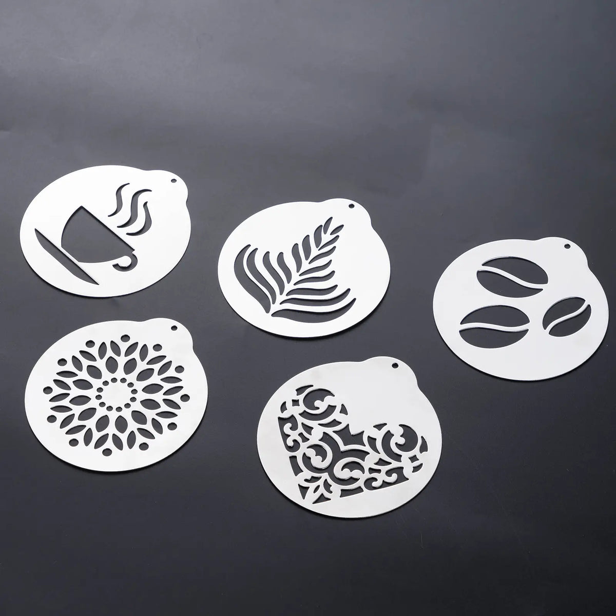 ☕ Plantillas de acero inoxidable 304 para decorar café y latte art