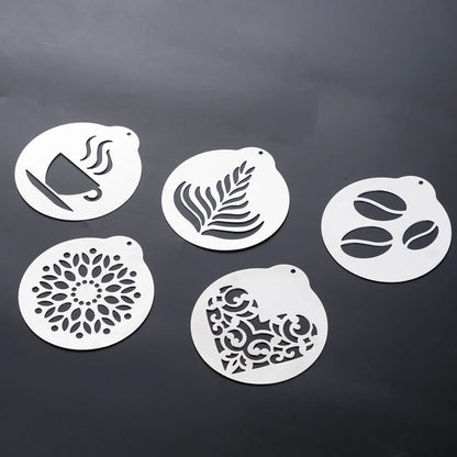 ☕ Plantillas de acero inoxidable 304 para decorar café y latte art