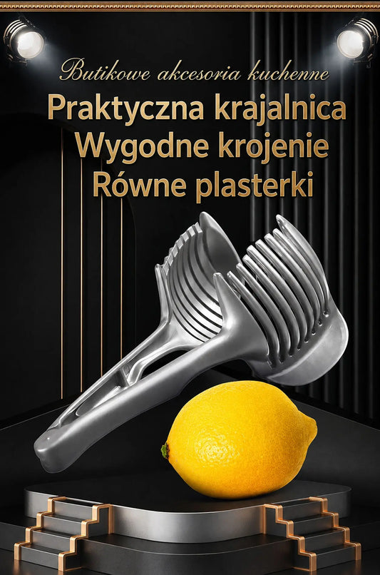 Ręczna krajalnica kuchenna ze stali nierdzewnej | Prowadnica do równomiernego krojenia pomidorów, cytryn, cebuli i innych produktów