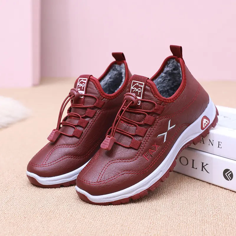 【35-41】Nowe damskie buty do chodzenia na jesień i zimę, wykonane z prawdziwej skóry i ręcznie robione z bawełnianą podszewką polarową.