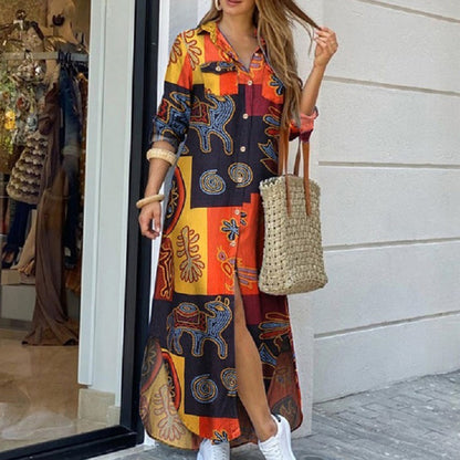 💃💖【50% popusta 🔥】【S–5XL】😍 Nova košulja-haljina s dugim rukavima u velikim veličinama, moderan stil, dostupna u 11 boja