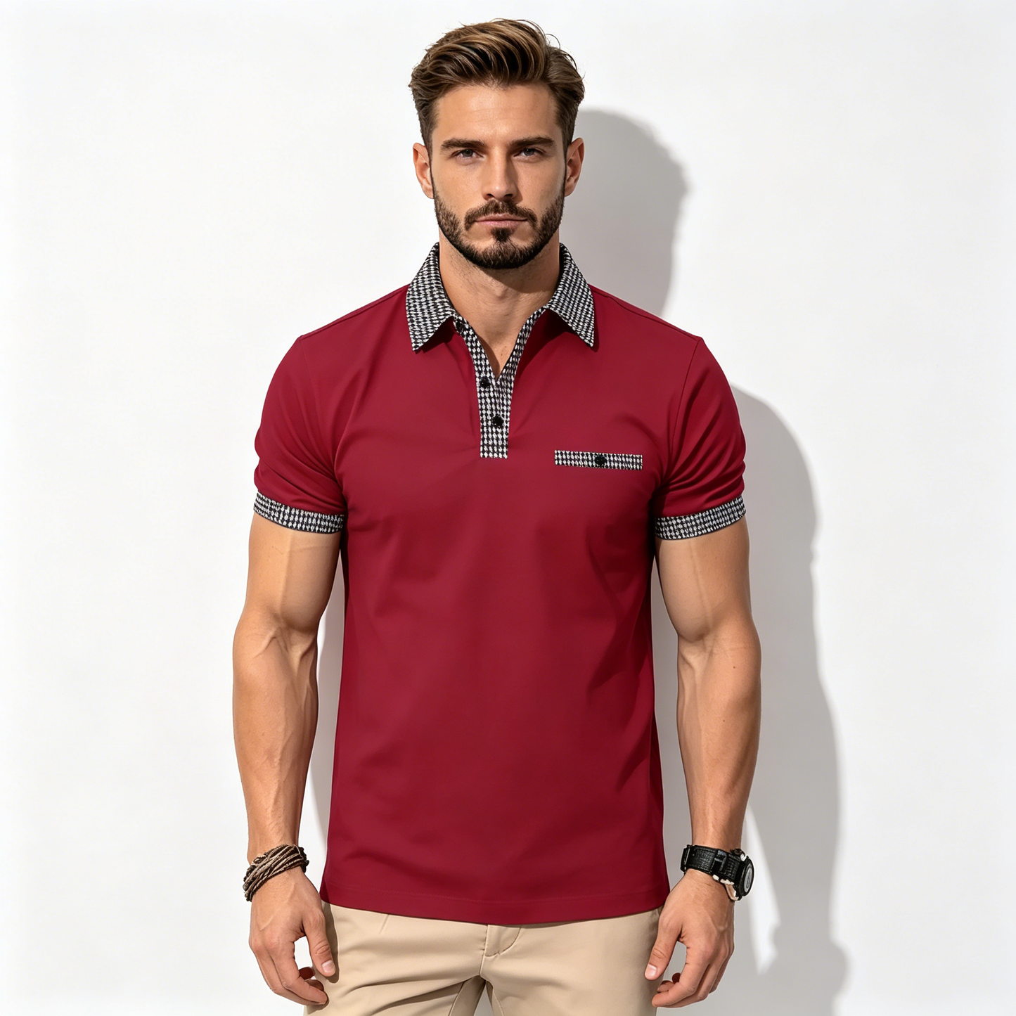 Promocja na 2026 rok【S-3XL】Letnia męska bluza polo z guzikami i blokiem kolorów