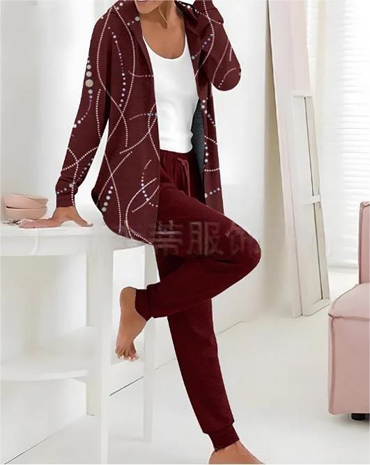 【🏆️Producto más vendido】🔥Nuevo estilo Otoño Invierno estampado casual conjunto de dos piezas manga larga + pantalones largos