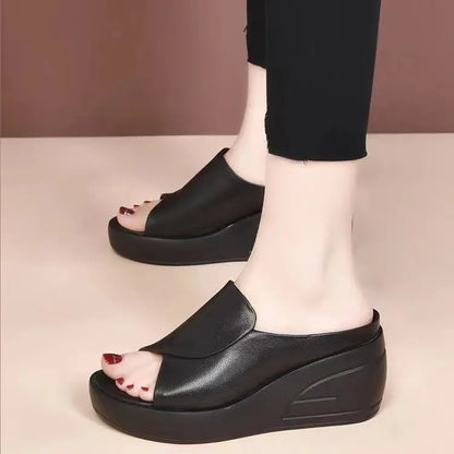 [obcas 5,5 cm] Klapki na koturnie z miękką podeszwą 【35-42】