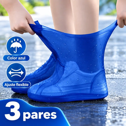 🥾💦Pack de 3 pares de cubrezapatos de goma resistentes | Protección contra agua y barro
