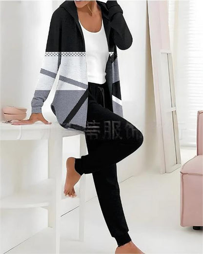 【🏆️Producto más vendido】🔥Nuevo estilo Otoño Invierno estampado casual conjunto de dos piezas manga larga + pantalones largos