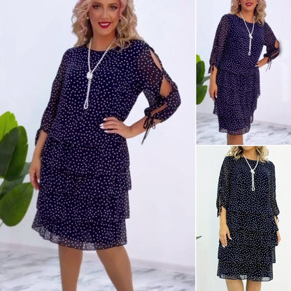 【Плащане при доставка】👗2026 Нова елегантна широка рокля на точки, удобна и свободна（S-5XL）