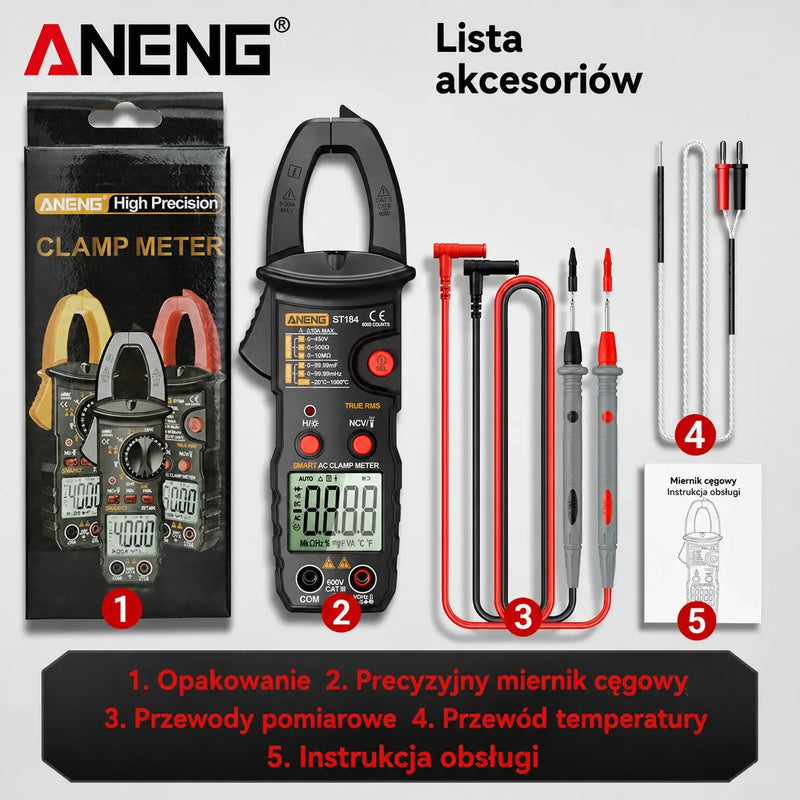 【Oferta ograniczona czasowo】🛠️ Inteligentny cyfrowy miernik cęgowy, wielofunkcyjny miernik dla elektryków ✅ wysoka precyzja pomiaru prądu ✅ w pełni automatyczne rozpoznawanie