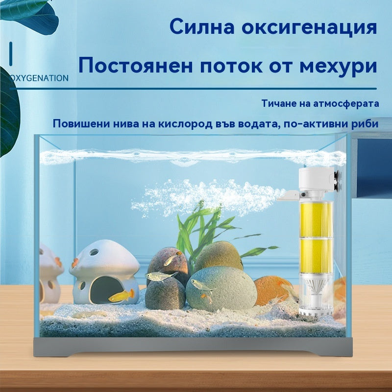 🐟Система за циркулация на водата в аквариума с 3-в-1 филтър, тиха работа.