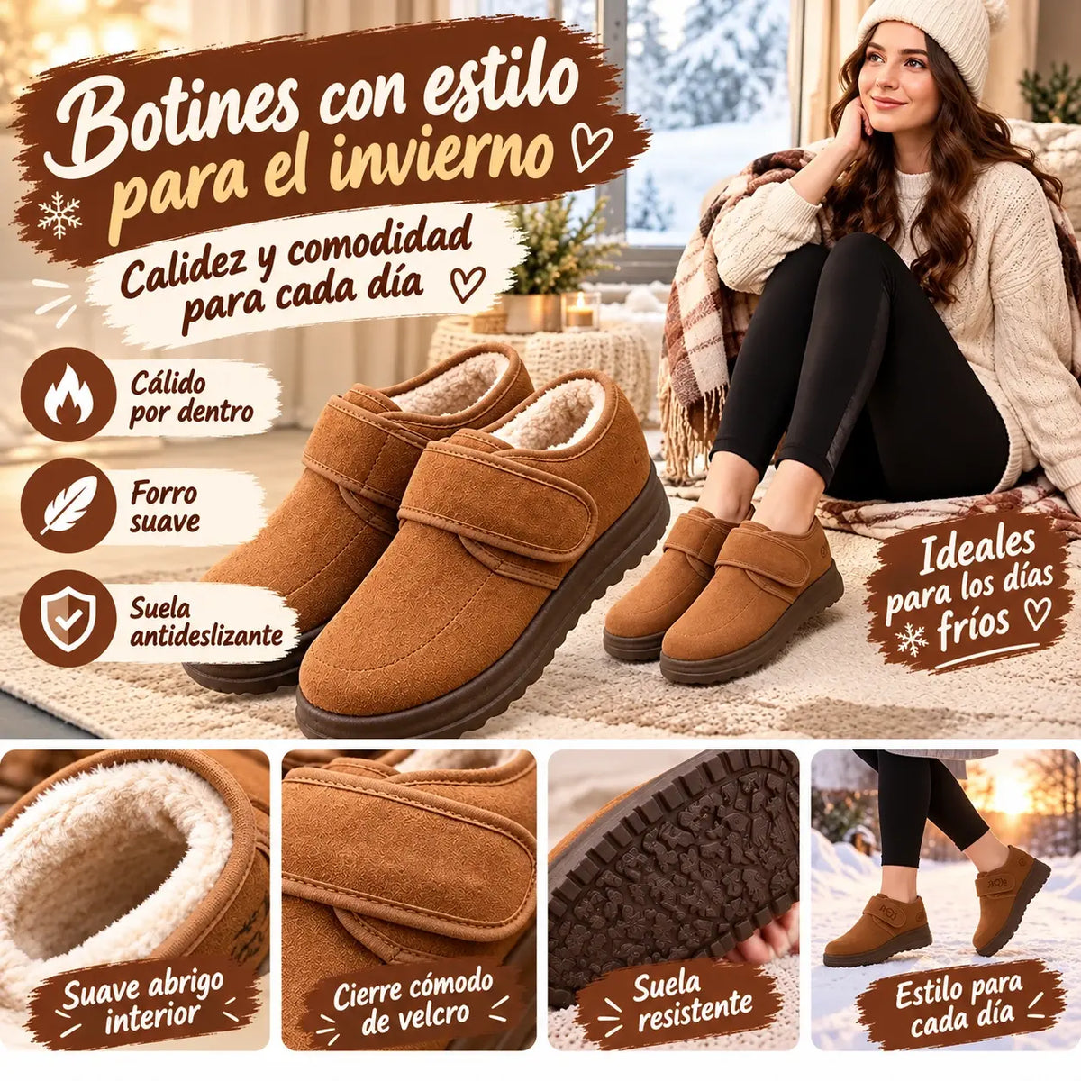 🏆50% de descuento🔥【Tallas 36-41】Botas de invierno cortas para mujer: elegantes, con suelas suaves aptas para la nieve.