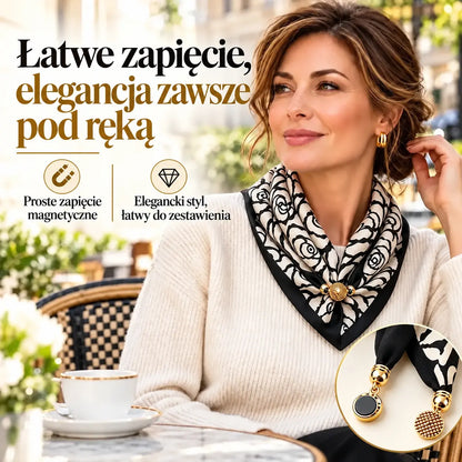 ✨【Zestaw 4 szt.】Eleganckie apaszki damskie z zapięciem magnetycznym – modne wzory, łatwe zakładanie bez wiązania