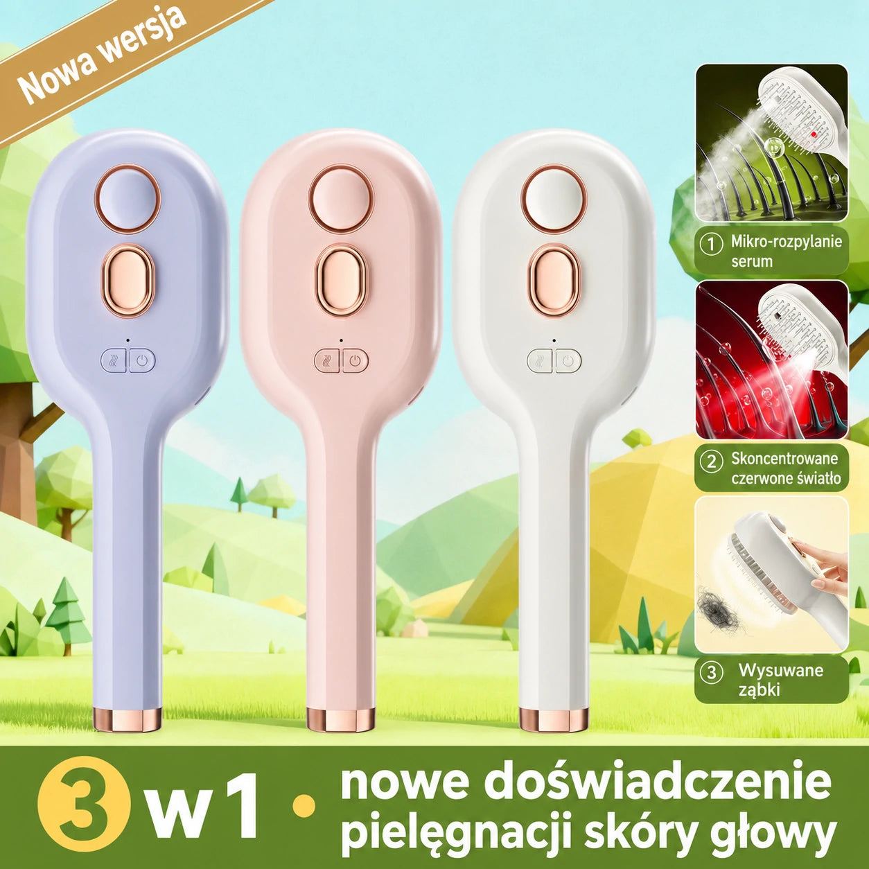 💖💨 Grzebień ze spryskiwaczem — jedno naciśnięcie pomaga rozczesać włosy i zapobiega ich plątaniu.