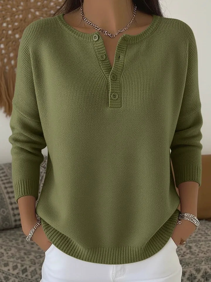 【S-2XL】Damski jednokolorowy sweter z dekoltem V, luźny i casualowy