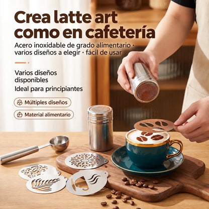 ☕ Plantillas de acero inoxidable 304 para decorar café y latte art
