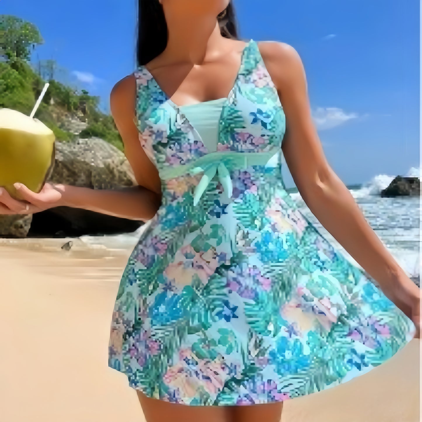 🏖️👙🌴【Плащане при доставка】Модерен дамски бански с щампа в големи размери（S-6XL）