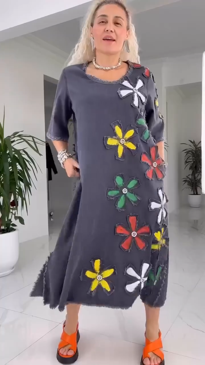 💥49% popusta💥💕【S-5XL】👗Ležerna haljina s okruglim izrezom i cvjetnim printom