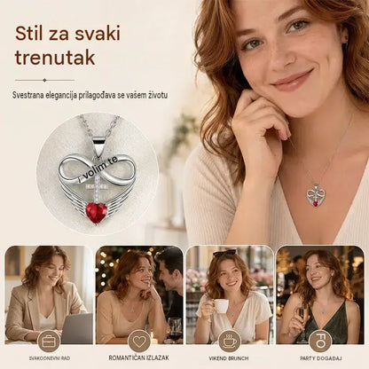 ✨Ogrlica s križem, beskonačnim srcem i privjeskom u obliku krila