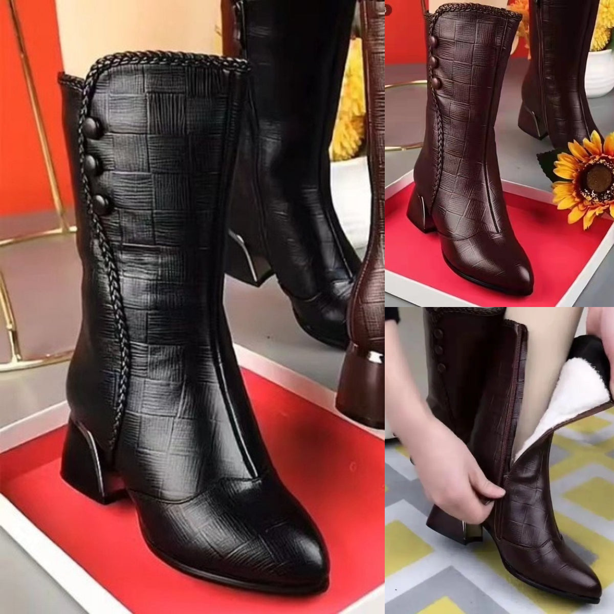 🍂【35-40】2025 nuevas botas de cuero de cachemira de otoño e invierno.
