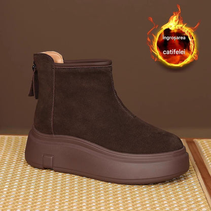 💖👢【35-40】2025 snehule so zadným zipsom s hrubou podrážkou, pohodlné, vodeodolné a protišmykové