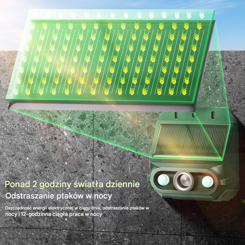 【30% OFF】🔥Odstraszacz ptaków ultradźwiękowy zasilany energią słoneczną do użytku na zewnątrz z migającym światłem podczerwonym, z czerwoną i niebieską diodą LED