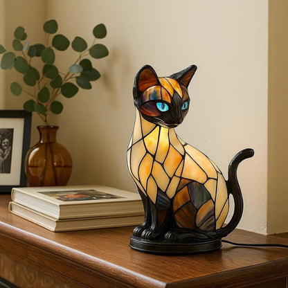 🐱 Lámpara de mesa con forma de gato: luz nocturna retro de resina colorida con diseño de gato 💖
