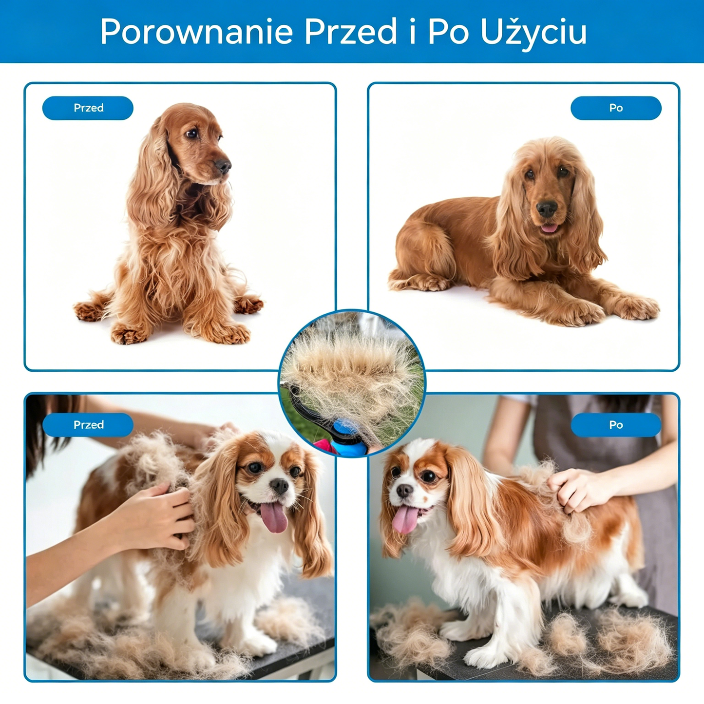 🐾🐱 Kup 1, drugi GRATIS! 2 sztuki tylko za 99 zł! Dwustronna szczotka do usuwania sierści zwierząt ✨