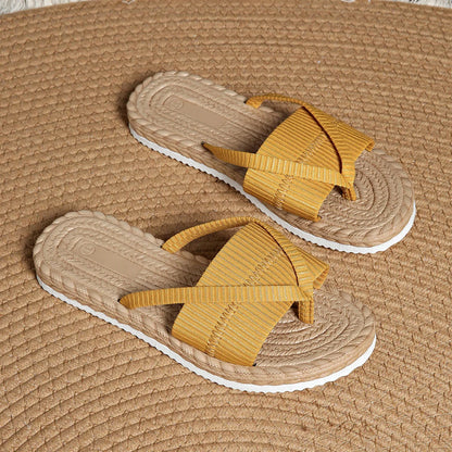 Sandalias planas de dedo con suela trenzada para mujer – ligeras y cómodas para verano