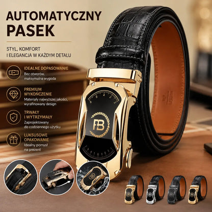 【50% OFF】 Nowy męski pasek z prawdziwej skóry z automatyczną klamrą（110-130cm）