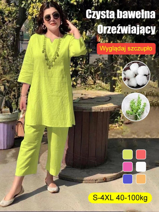 【Płatność przy odbiorze】2026 nowy wiosenny temperament/garnitur dojeżdżający do pracy bawełna i len（40-100KG）