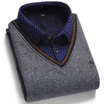 👔 [M-4XL] Nowa męska koszula dzianinowa z aksamitu na jesień/zimę