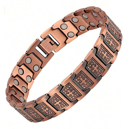 Compre 1 y llévese 1 gratis ✨💪 Pulsera antigua de cobre rojo con tallado exquisito, pulsera retro y elegante con imán completo en forma de cruz