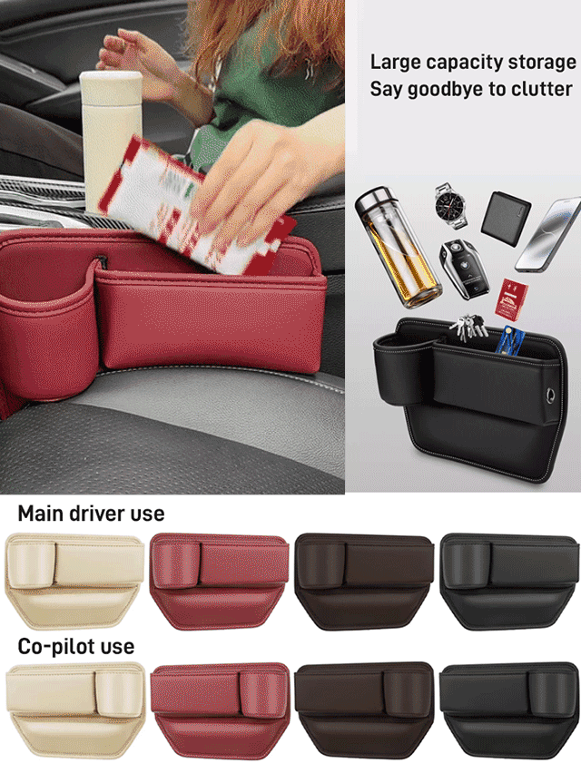 ✨ Nuevo Modelo 2026: Organizador de Cuero Vacuno para Asiento de Coche (Espacio del Asiento)