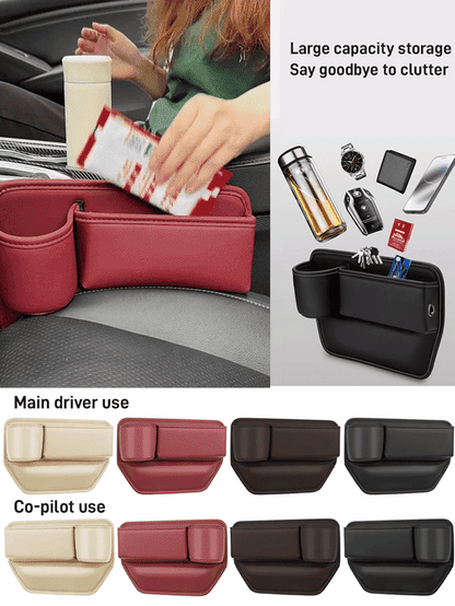 ✨ Nuevo Modelo 2026: Organizador de Cuero Vacuno para Asiento de Coche (Espacio del Asiento)