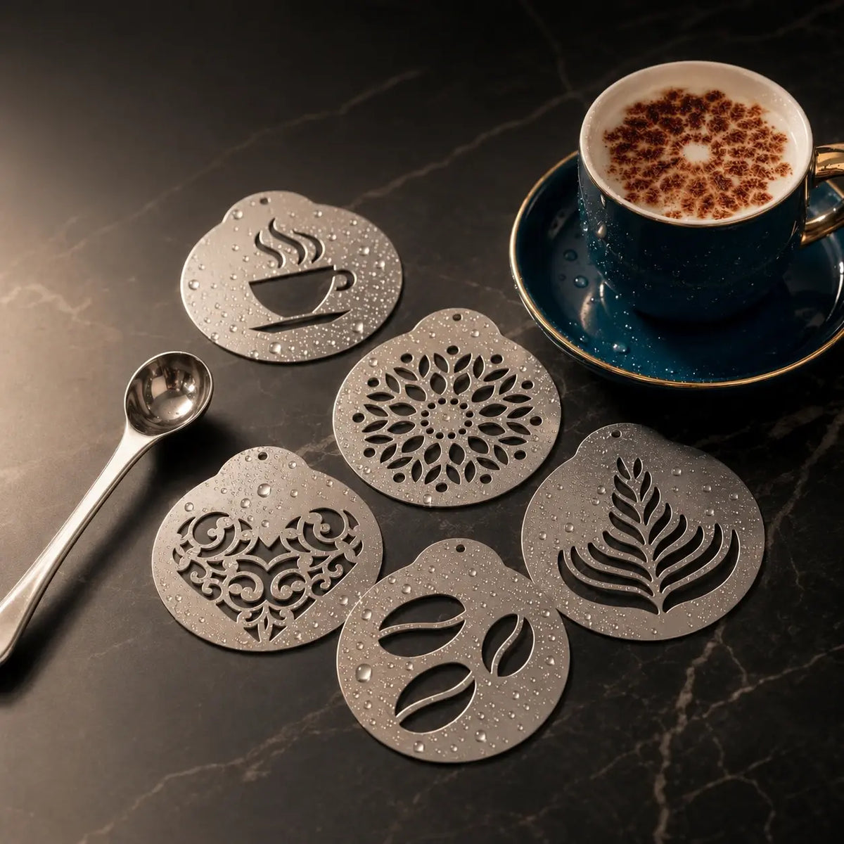 ☕ Forma ze stali nierdzewnej 304 do tworzenia wzorów na kawie latte