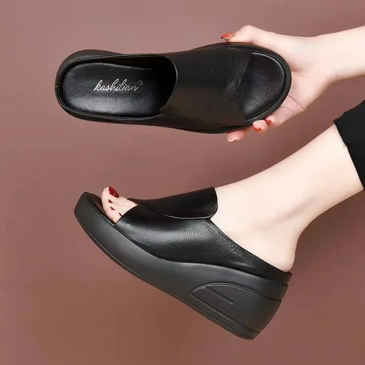 [obcas 5,5 cm] Klapki na koturnie z miękką podeszwą 【35-42】