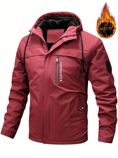 🧥🔥【XS-XL】Chaqueta con capucha de forro polar cálido para hombre Chaqueta de invierno al aire libre Chaqueta impermeable