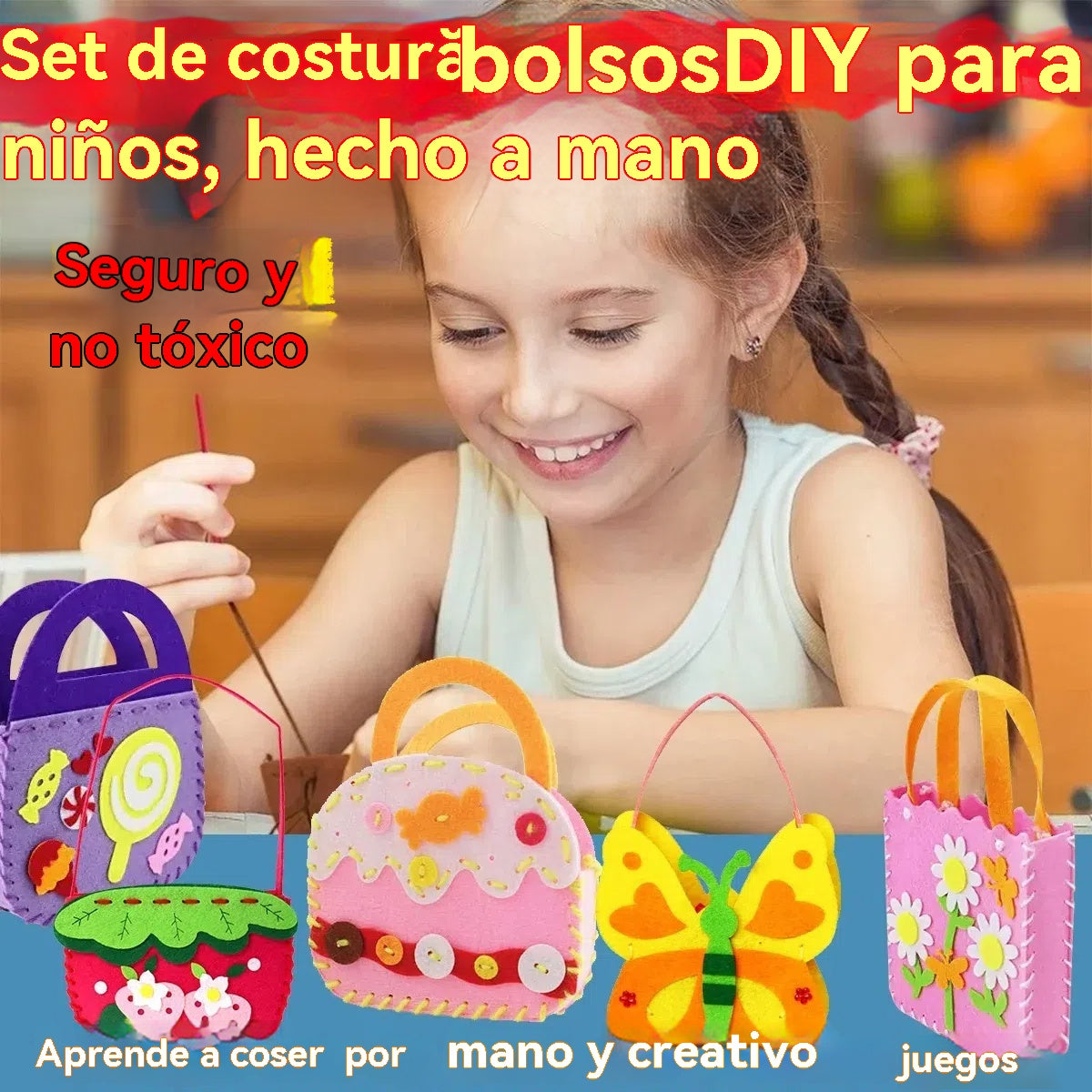 【50%OFF】🔥【8 piezas】🥰Bolsos infantiles hechos a mano no tejidos DIY, el mejor regalo para los niños🎁