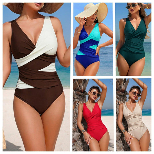 🏖️👙【Cantidad limitada】🌴【40-90 kg】 Bañador de una pieza liso con espalda descubierta