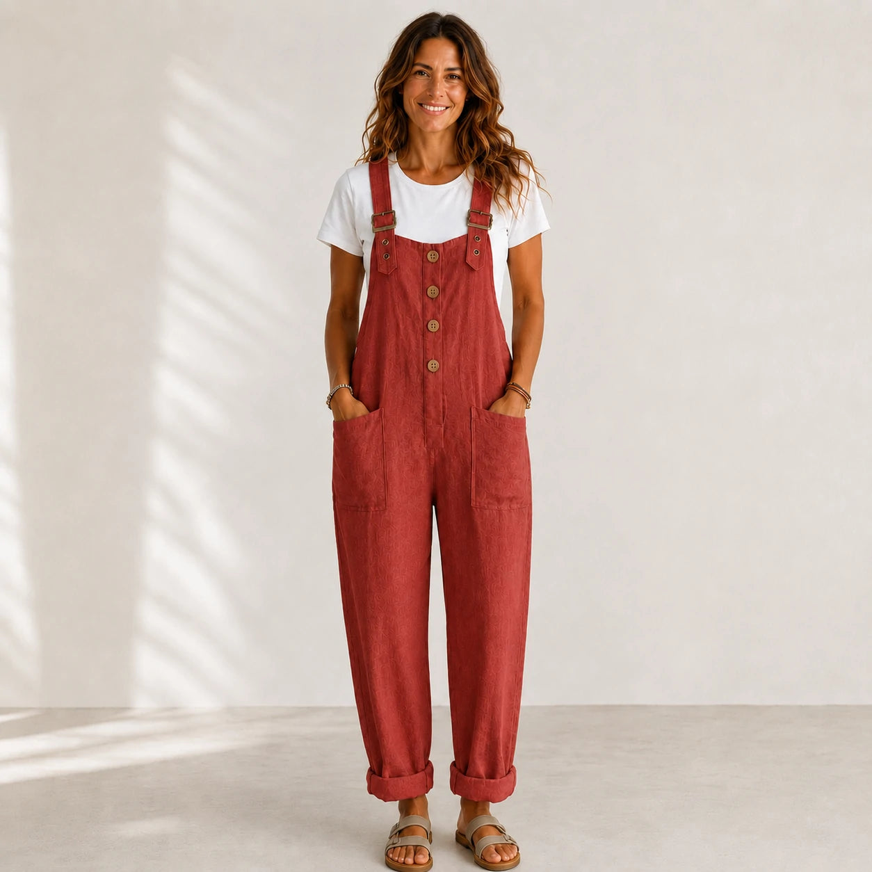 ⏰🔥 ¡Oferta Especial 50% OFF! 👖 Peto Casual de Mujer – Corte Holgado y Botones Elegantes para Comodidad Total 🌸✨
