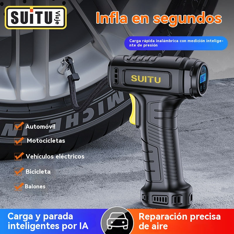 🚗💨✅  50% DE DESCUENT 🔥 Inflador de neumáticos inalámbrico portátil multifuncional con pantalla digital.