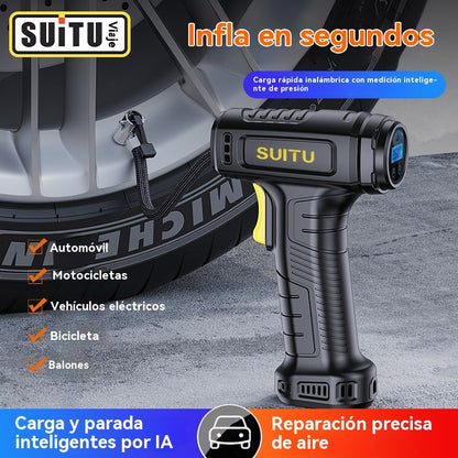 🚗💨✅  50% DE DESCUENT 🔥 Inflador de neumáticos inalámbrico portátil multifuncional con pantalla digital.