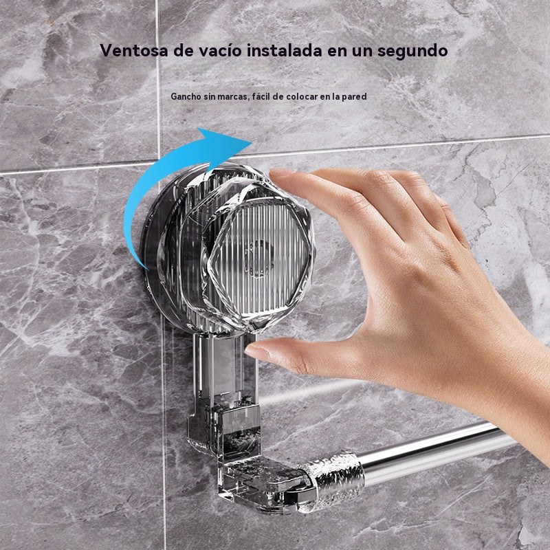 🚿✨【¡Compra 1 y llévate otro gratis】 Barra de toalla con ventosa ajustable: no requiere perforar, no daña y tiene un agarre cómodo.