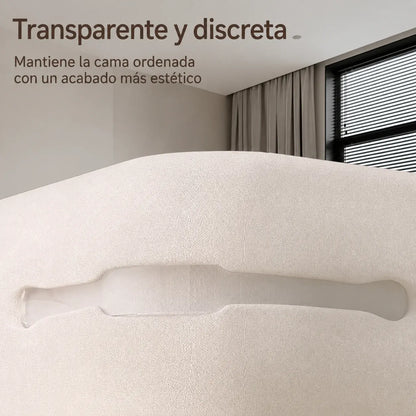 🛏️ Clips ocultos para las cuatro esquinas de la sábana – evitan que las sábanas se desplacen o resbalen, manteniéndolas lisas y bien sujetas.