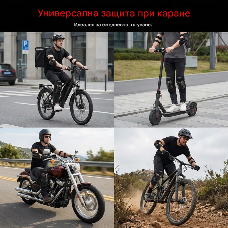 🏍️ Възползвайте се от 40% отстъпка, когато купувате сега! 🛡️ Комплект бандажи за колене и лакти за мотоциклет – Удароустойчиви, с регулируеми презрамки и дишаща подплата – безопасност, необходима за шофиране, каране на кънки или каране на велосипед 💪