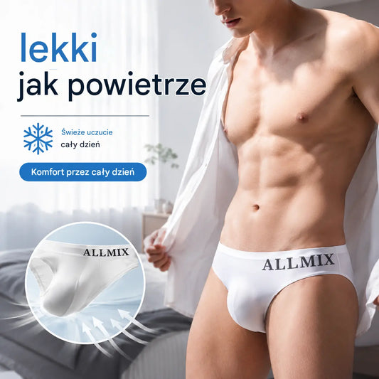 【5 sztuk】 【M-2XL】Nowe męskie bezszwowe majtki z niskim stanem z jedwabiu lodowego - 【50-90 kg】