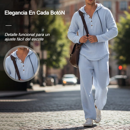 📢📢 50% DE DESCUENTO 🔥 Conjunto de dos piezas para hombre: top holgado con capucha y pantalón ✅ Pago contra reembolso