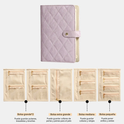 🔥 Ofertas Irresistibles -50% 🔥 Elegante bolso organizador de joyas portátil con estampado de cuadros.
